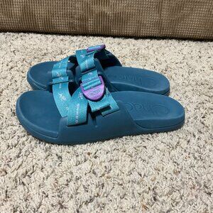 Chaco Womens Blue Slide Sandals With Adjustable Straps & Buckles size 8
